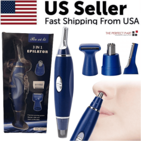Electric Ear Beard Nose Hair Trimmer Eyebrow Mustache Remover Shaver Clipper New (Option: Blue)