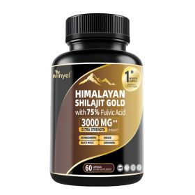 Shilajit Capsules, Ashwagandha, Gokshura, 85 Trace Minerals, High Potency Gold Grade Himalayan Shilajit Supplements, 60 Capsules For Women And Men (Option: 1 PCS)