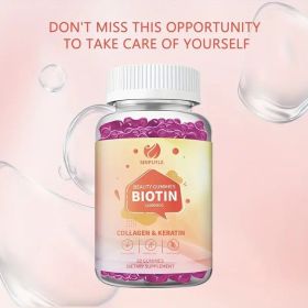 Biotin 12000MCG Beauty Gummies With Collagen & Keratin, Hair, Skin & Nail Support, 60 Count (Option: 01)